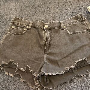 Aerie Frayed Hem Jean Shorts in Charcoal